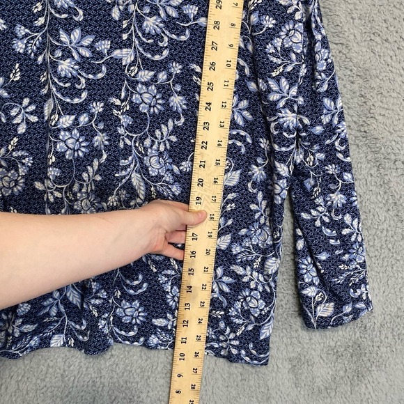 J jill Pure Jill eco terry top floral blue Lenzing blend soft casual stretch M - Picture 9 of 12